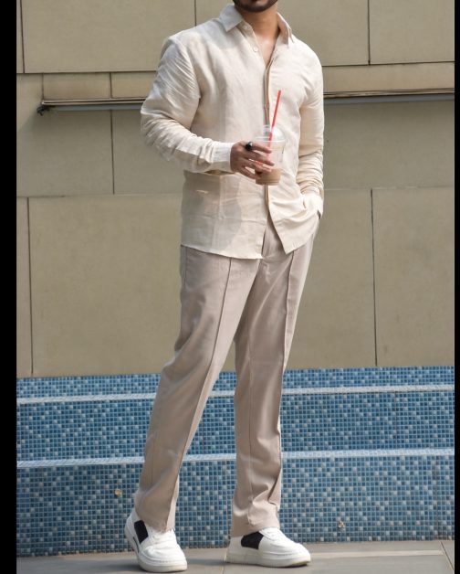 Premium Cotton Twill Formal Pant Flexible waist-Linen - Image 4