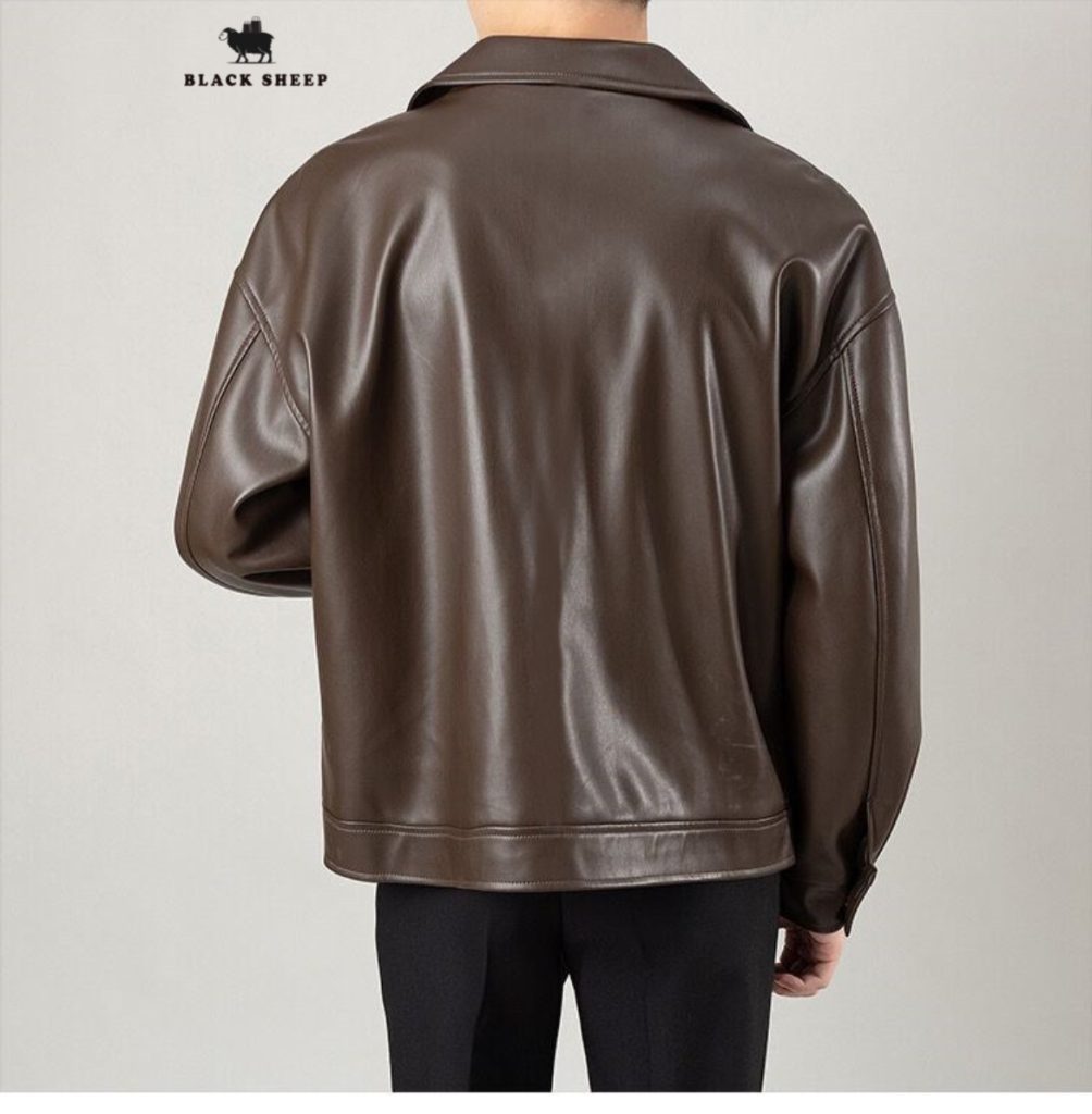 Unisex Designer Faux Leather Jacket – single collar – BLACK SHEEP