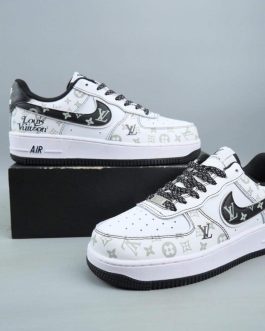 LV x Nike Air Force 1 Low White Black Metallic Silver 1:1
