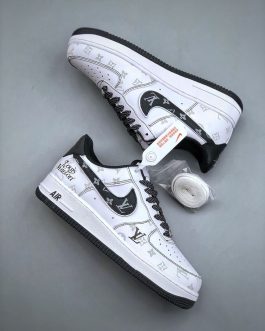 LV x Nike Air Force 1 Low White Black Metallic Silver 1:1