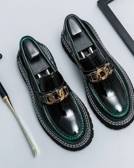 Men’s Fashion Patent Leather Lug Sole Loafers
