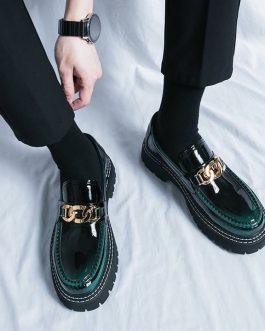 Men’s Fashion Patent Leather Lug Sole Loafers