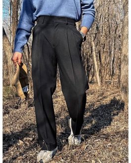 Capbrew – High Waist Plain Straight Leg Pants