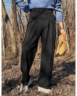 Capbrew – High Waist Plain Straight Leg Pants