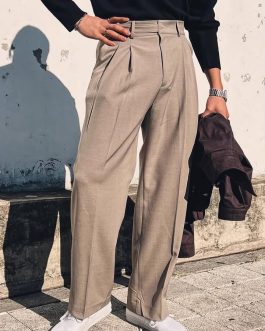 Capbrew – High Waist Plain Straight Leg Pants