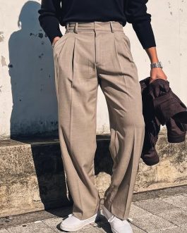 Capbrew – High Waist Plain Straight Leg Pants