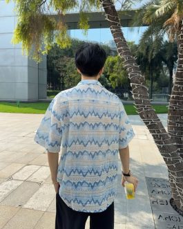 Zigzag Knit Short Sleeve Shirt