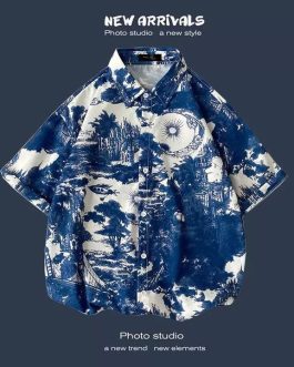 Vintage Scenic Print Hawaiian Shirt
