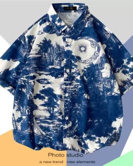 Vintage Scenic Print Hawaiian Shirt