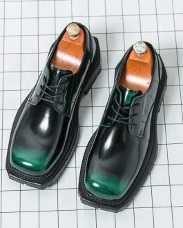 Men’s Leather Platform Square Toe Derby Shoes