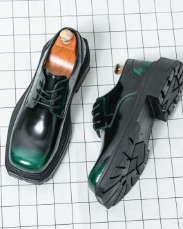 Men’s Leather Platform Square Toe Derby Shoes
