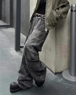 Wide-Leg Patchwork Denim