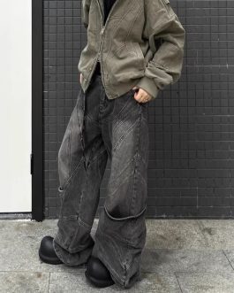 Wide-Leg Patchwork Denim