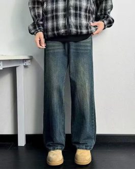 Vintage Washed Wide-Leg Jeans