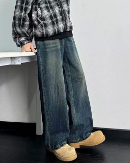 Vintage Washed Wide-Leg Jeans