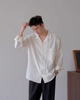 Long-Sleeve Cuban Collar Shirts