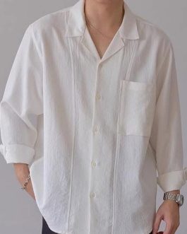 Long-Sleeve Cuban Collar Shirts