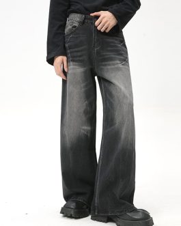 Vintage Washed Wide-Leg Jeans