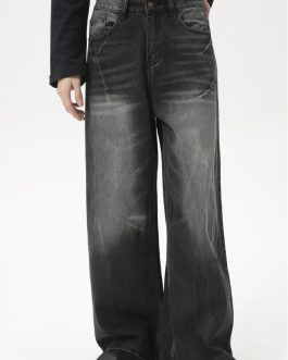 Vintage Washed Wide-Leg Jeans