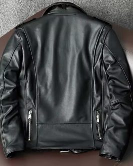 Asymmetric zip leather jacket