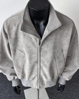Ice-grey Suede Leather Jackets