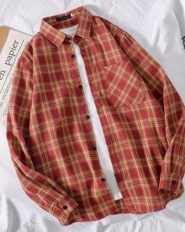 New Flannel shirt men’s long-sleeved outer wear