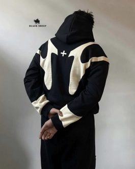 Tribal Patchwork Zip Up Hoodie Streetwear