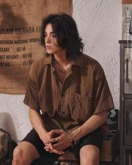 Men’s Eyelet Half Sleeve Knitted Cuban Shirt