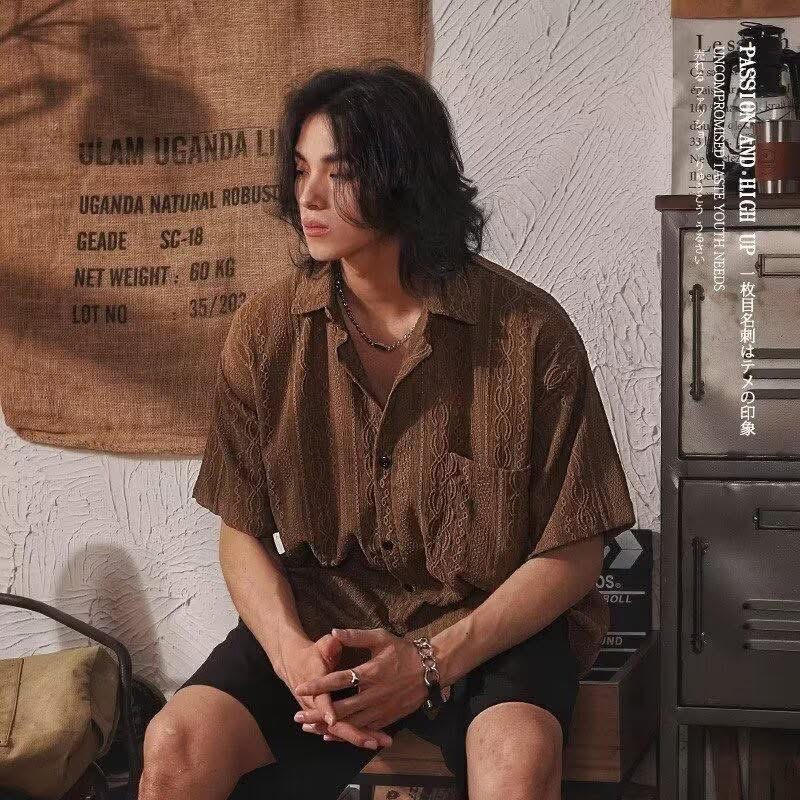 Men's Eyelet Half Sleeve Knitted Cuban Shirt - Image 2