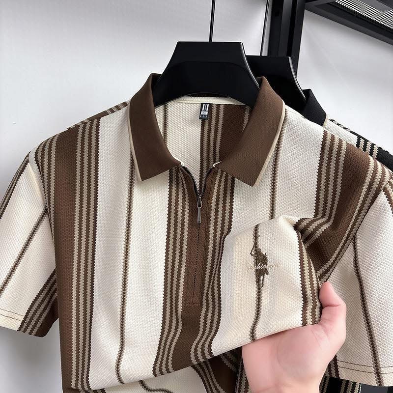 Mocha Stripe Knit Polo ✨