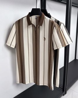 Mocha Stripe Knit Polo ✨
