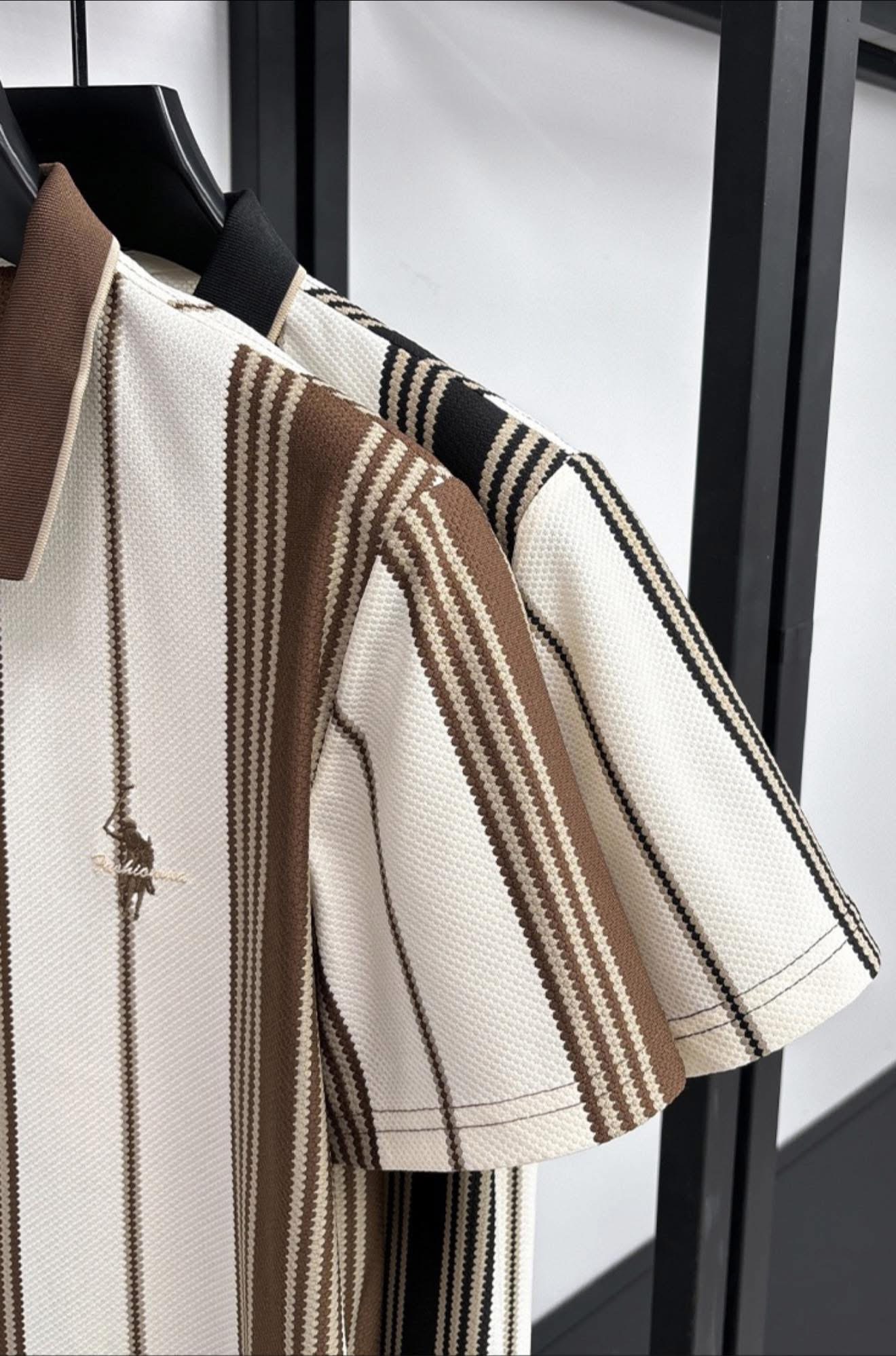 Mocha Stripe Knit Polo ✨ - Image 3