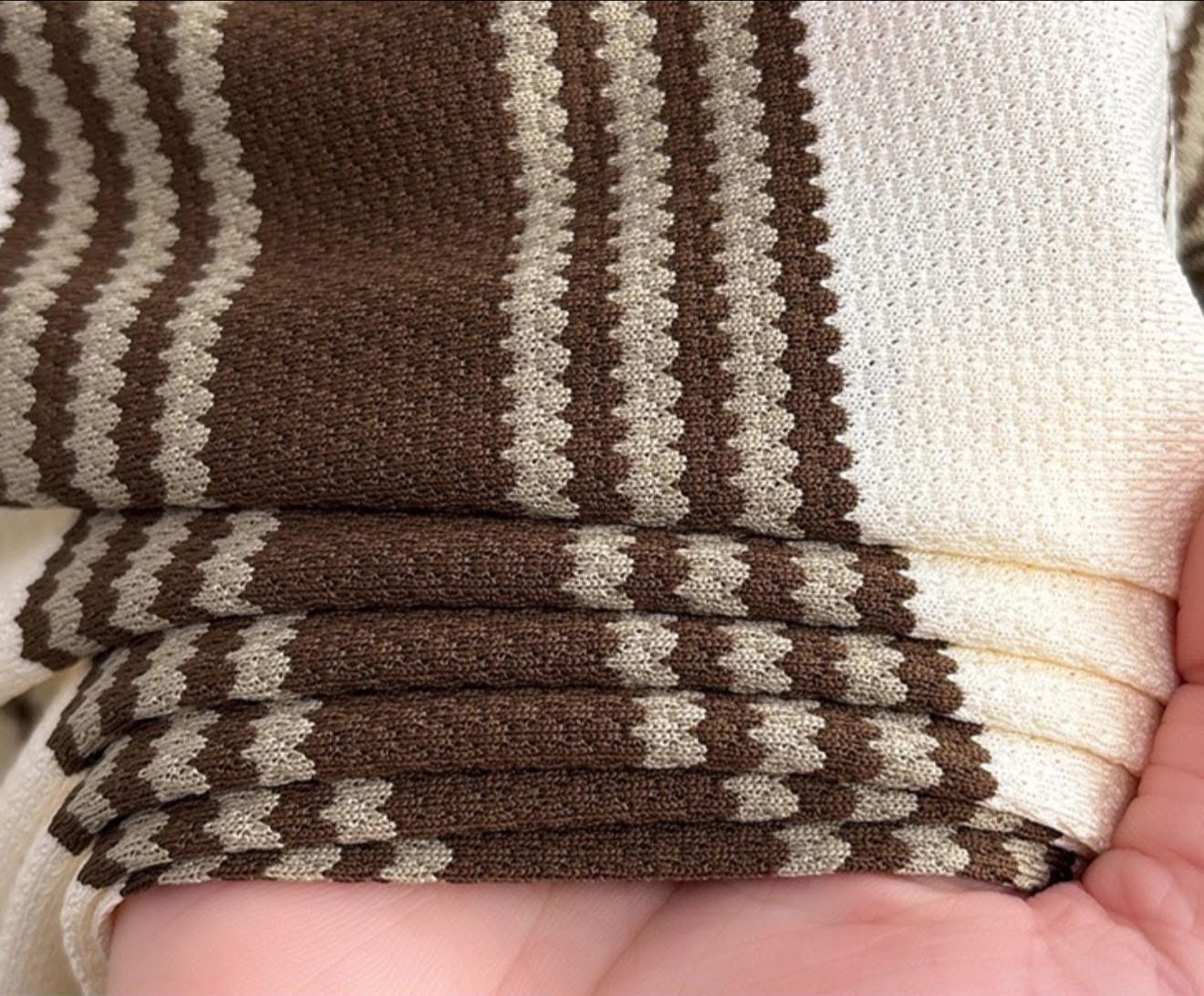 Mocha Stripe Knit Polo ✨ - Image 4