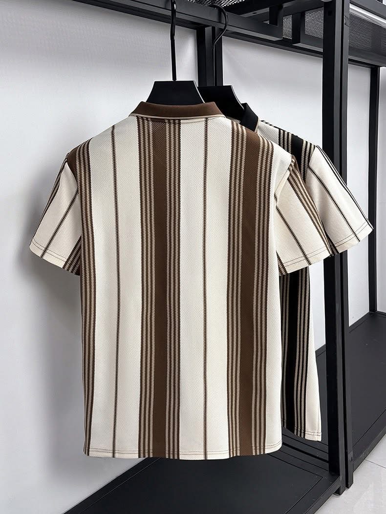 Mocha Stripe Knit Polo ✨ - Image 6