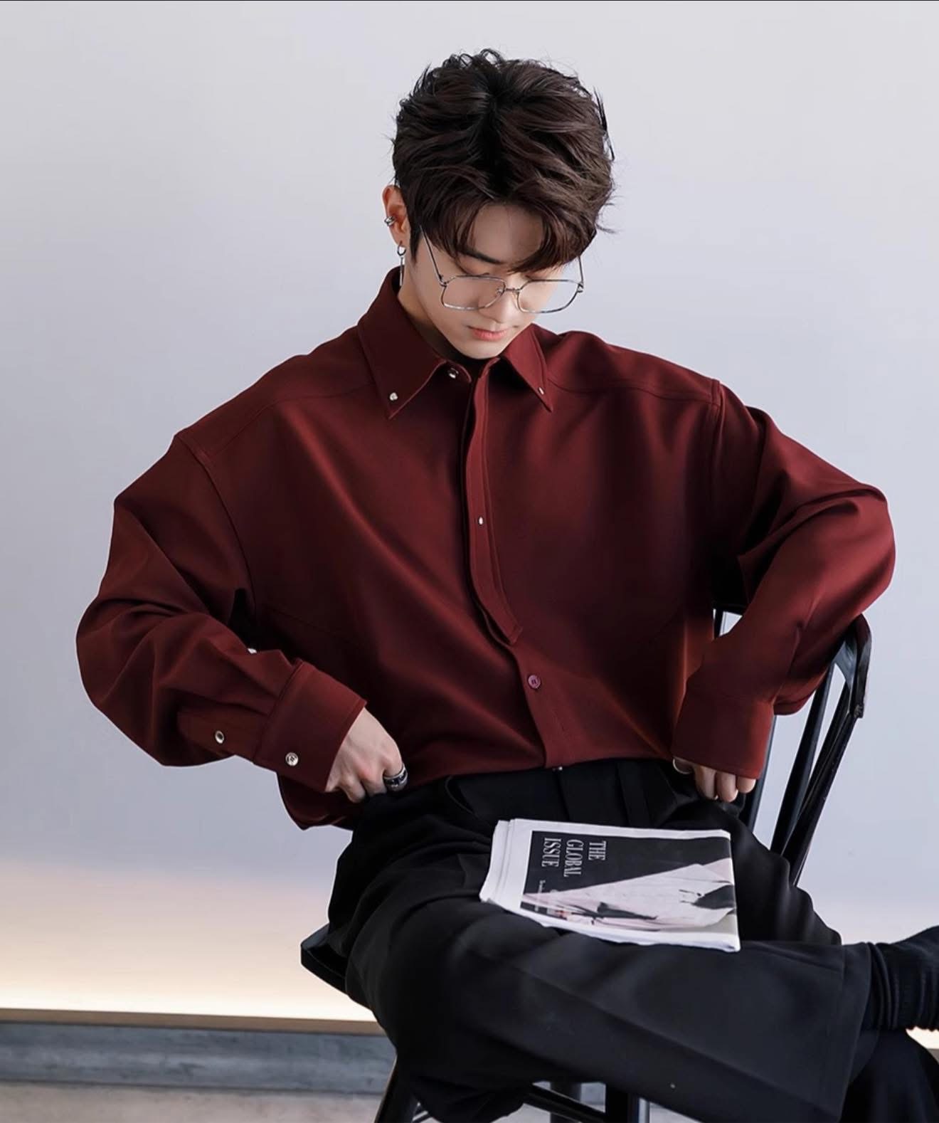 Crimson Luxe Oversized Shirt♥️ - Image 5