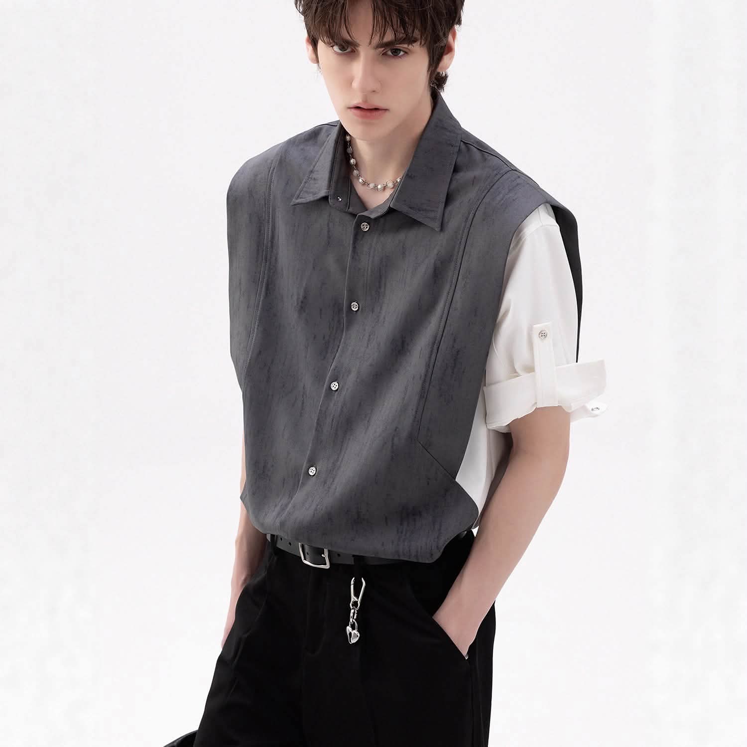 Men’s Faux-layered Vest Shirts