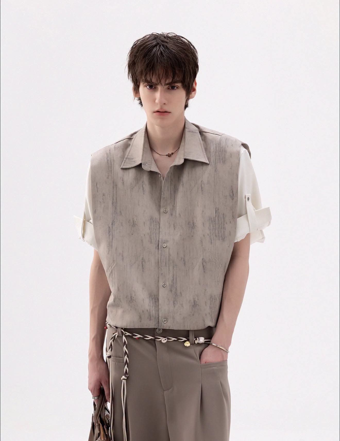 Men's Faux-layered Vest Shirts - Image 2
