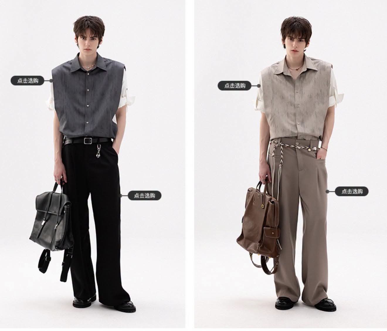 Men's Faux-layered Vest Shirts - Image 4
